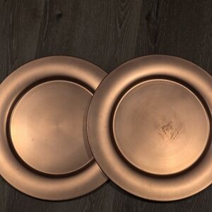 Set of 2 Rose Gold Copper Charger Plates - 12” Decorative Table Decor